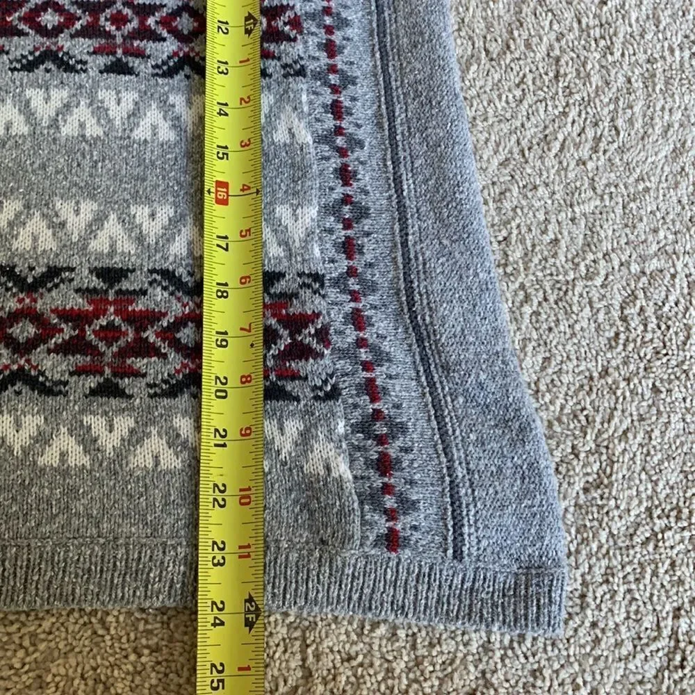 Sweater Fair Isle Chaps Ralph Lauren‎ Women’s Medium Gray Red Vintage